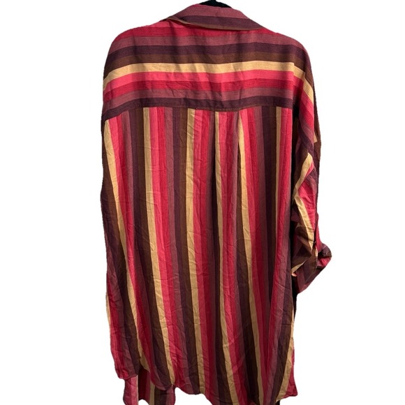 Torrid Kimono Shirt Duster Jacket 3X Striped Open Front Artsy Indie Boho Granola - Picture 5 of 8